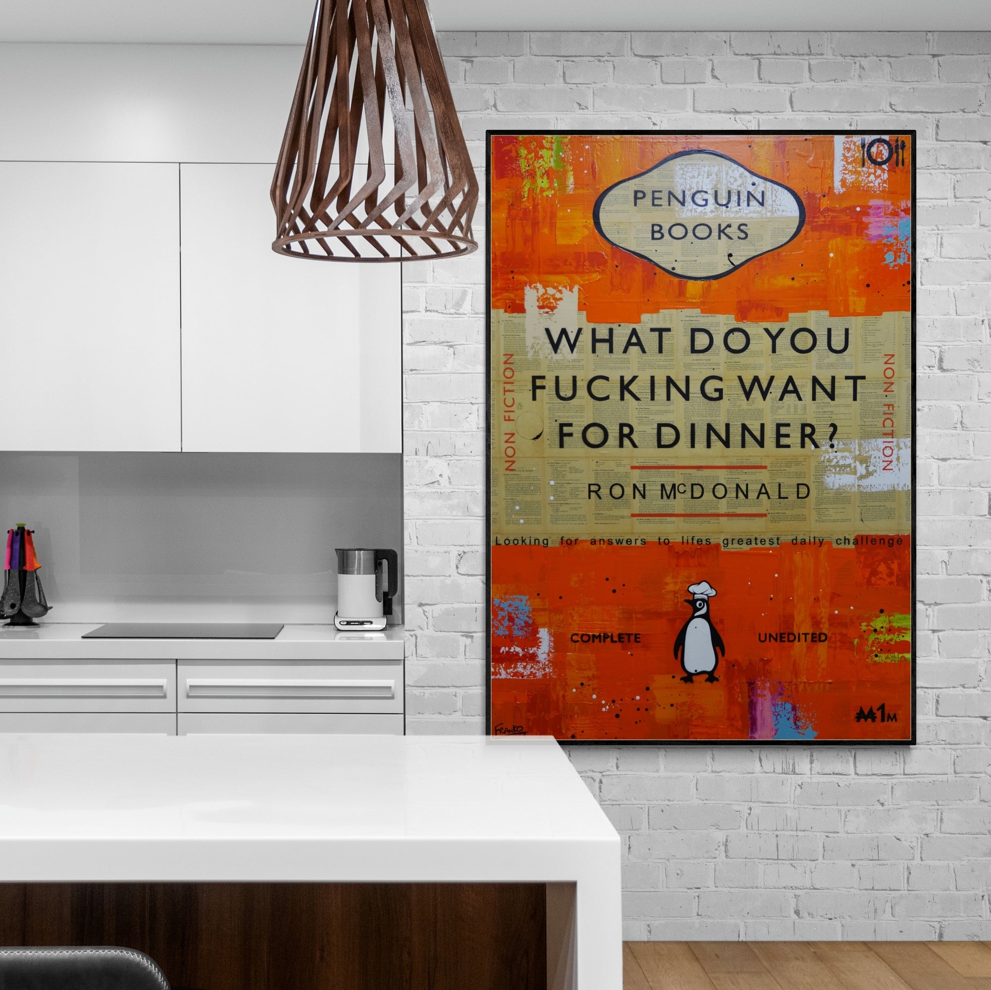 140cm x 100cm Modern Urban Pop Art Painting for Dining Room Decor - Perfect for Kitchen, Restaurant, Book Club & Contemporary Home Interior Design