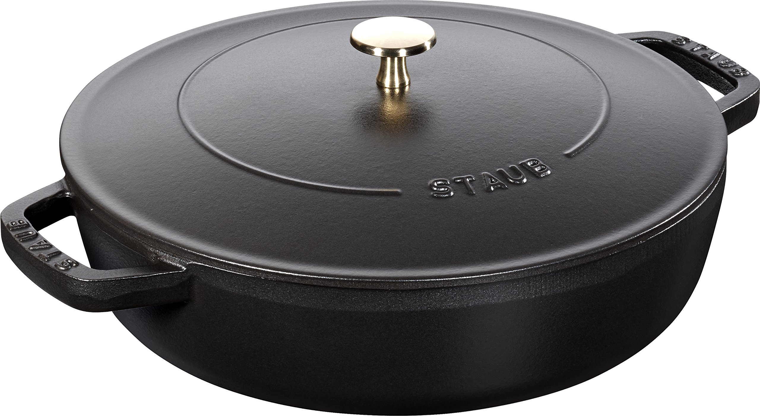 Staub 40511 4.7QT/28cm Chistera Black Enameled Cast Iron Dutch Oven - Perfect for Braising, Stewing & Baking at Home