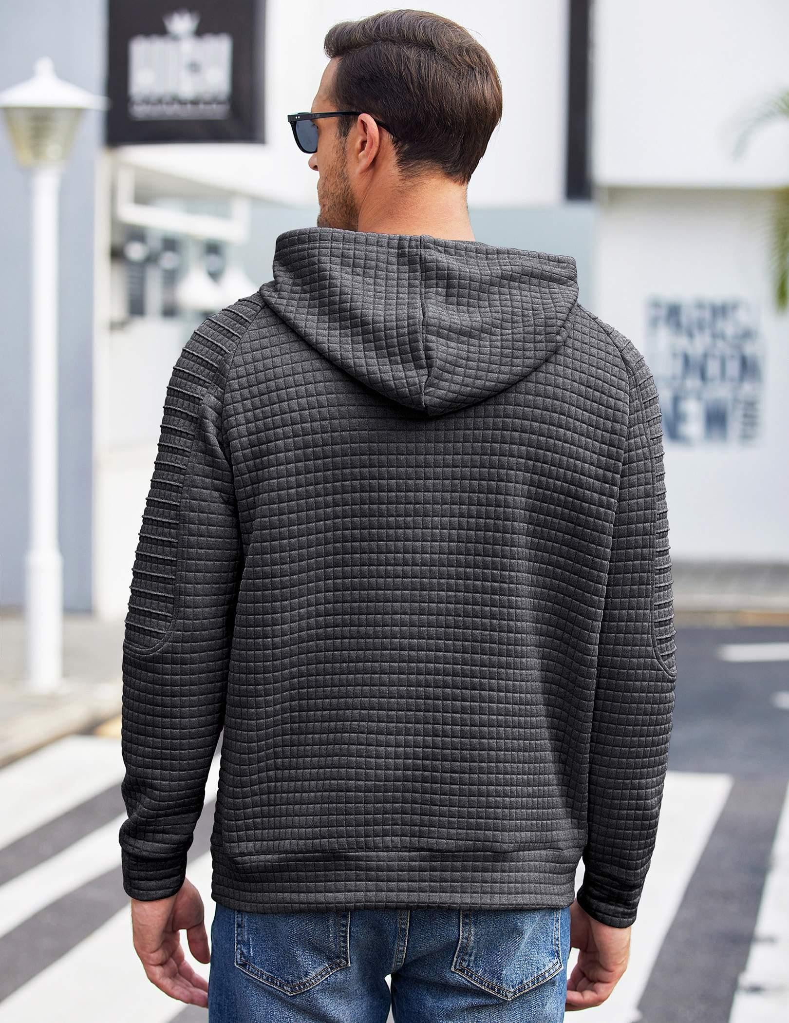 COOFANDY Men's Casual Pullover Hoodie - Long Sleeve Waffle Knit Sweatshirt with Kangaroo Pocket & Drawstring Hood | Perfect for Outdoor Activities, Streetwear & Lounge Wear