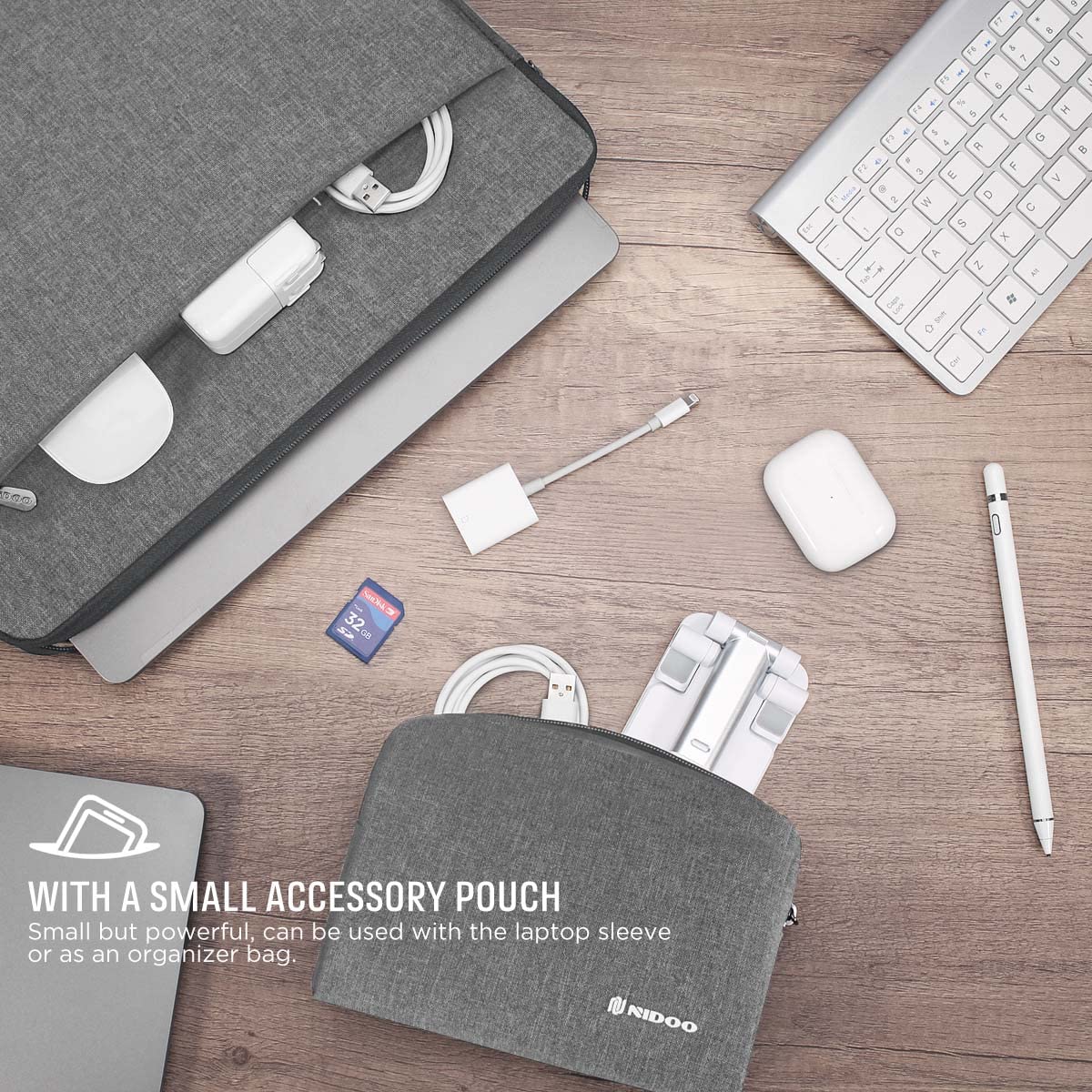 Premium NIDOO 12.5-13 Inch Laptop Sleeve Case for MacBook Pro/Air M2, iPad Pro, Surface Pro 8, ThinkPad X13 & HP EliteBook - Protective Grey Neoprene Sleeve for Work, School & Travel