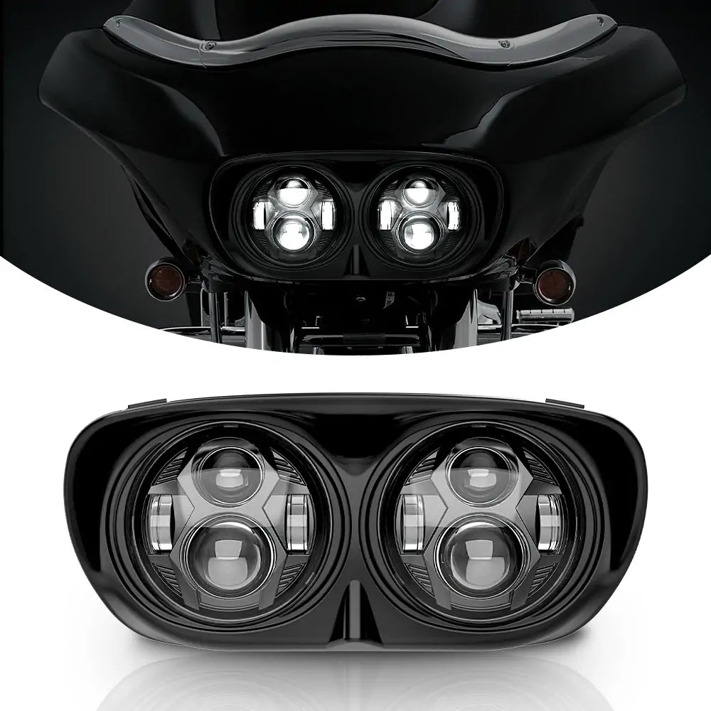 High-Performance Dual LED Headlight for Harley Road Glide 2004-2013 - Brighter & Safter Night Riding - Perfect for Cruising & Long-Distance Motorcycle Tours