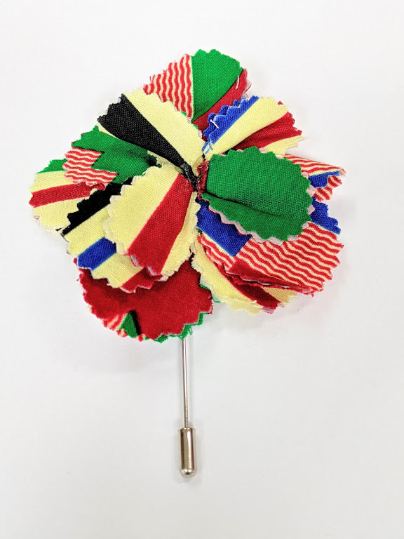 African Kente Print Lapel Pin - Handmade Cultural Brooch for Suits & Blazers - Perfect for Weddings, Graduations & Office Wear (DPKNTLP1)