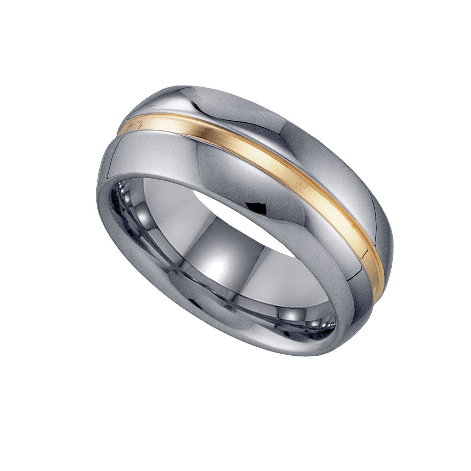 Men's Tungsten Comfort-Fit Wedding Band Ring 8mm Gold-Tone Polished Dome (Sizes 7-14) - Perfect for Anniversaries, Engagements & Everyday Wear