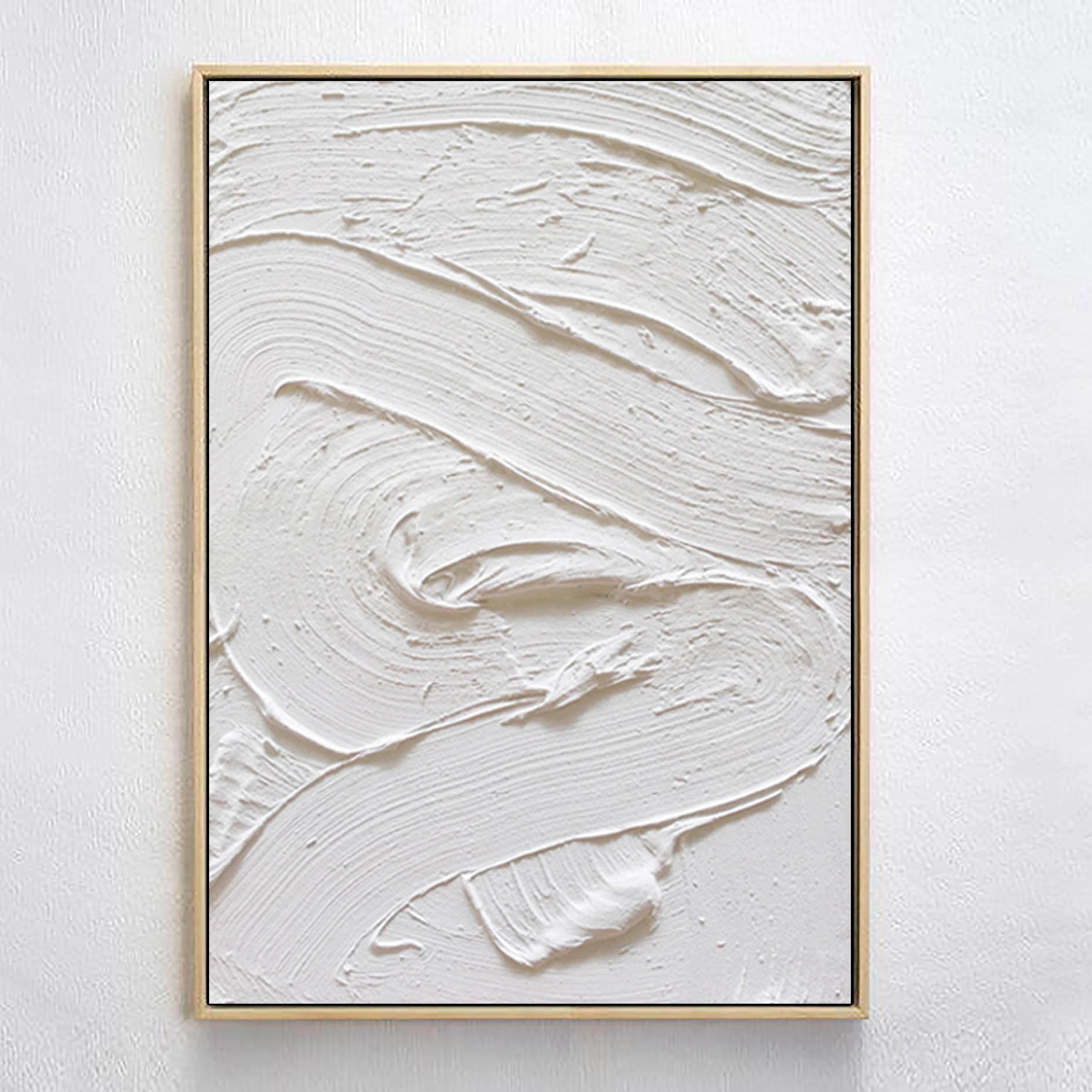 White Minimalist Textured Painting Canvas Wall Art - Modern Abstract Home Decor for Living Room, Bedroom & Office | High-Quality Stretched Canvas #MM005