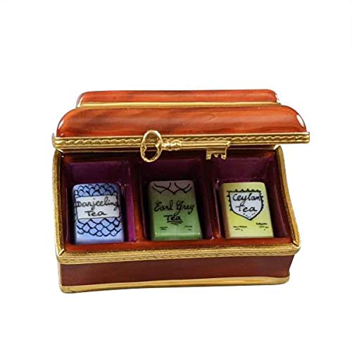 Rochard Limoges Porcelain Tea Box with 3 Removable Tea Bags - Elegant Tea Storage for Afternoon Tea & Gifts