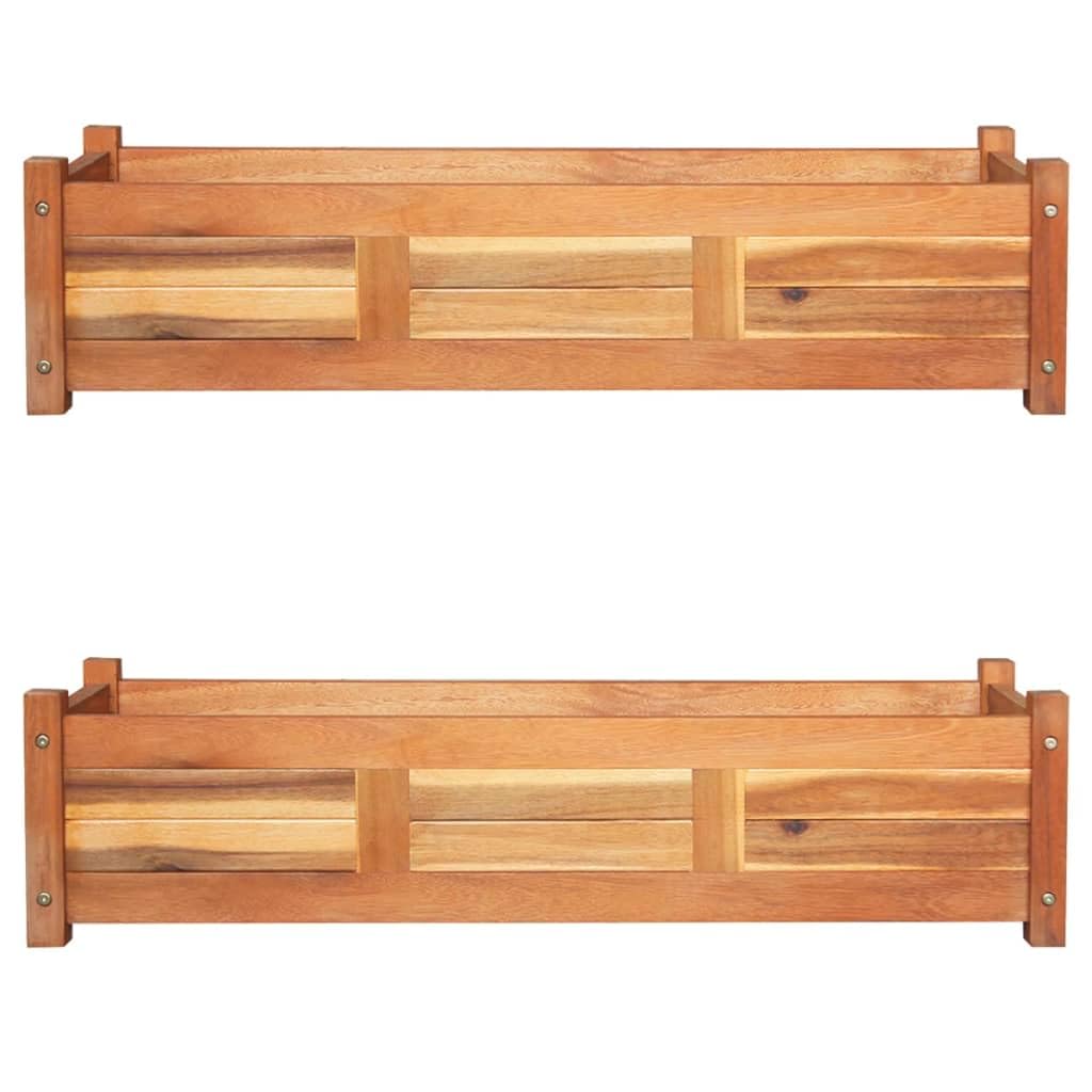 Premium Acacia Wood Raised Garden Bed Set of 2 - 39.4
