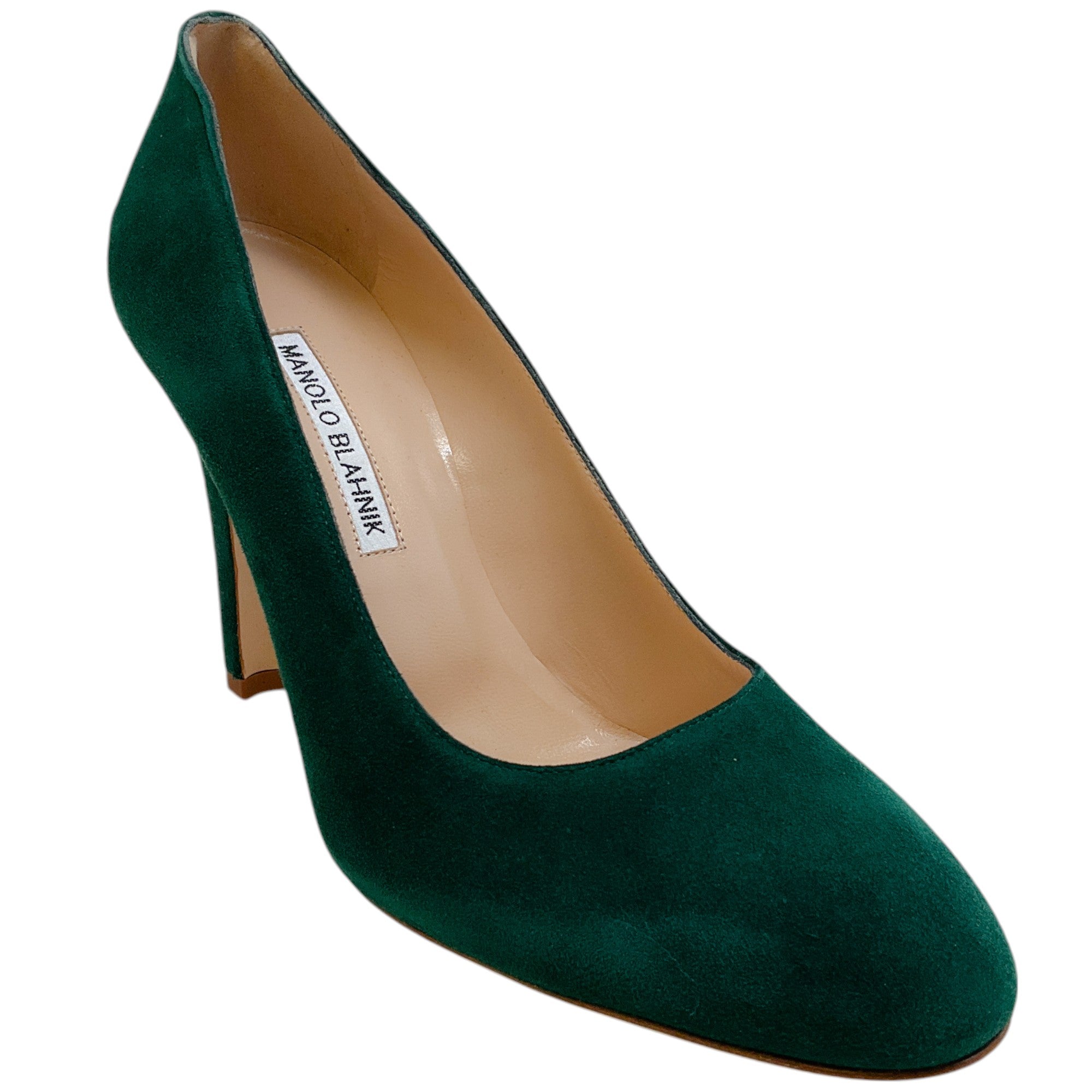 Manolo Blahnik Dark Green Suede Verin 105mm Heel Pumps for Women | Luxury High Heel Shoes for Evening Wear, Parties & Special Occasions