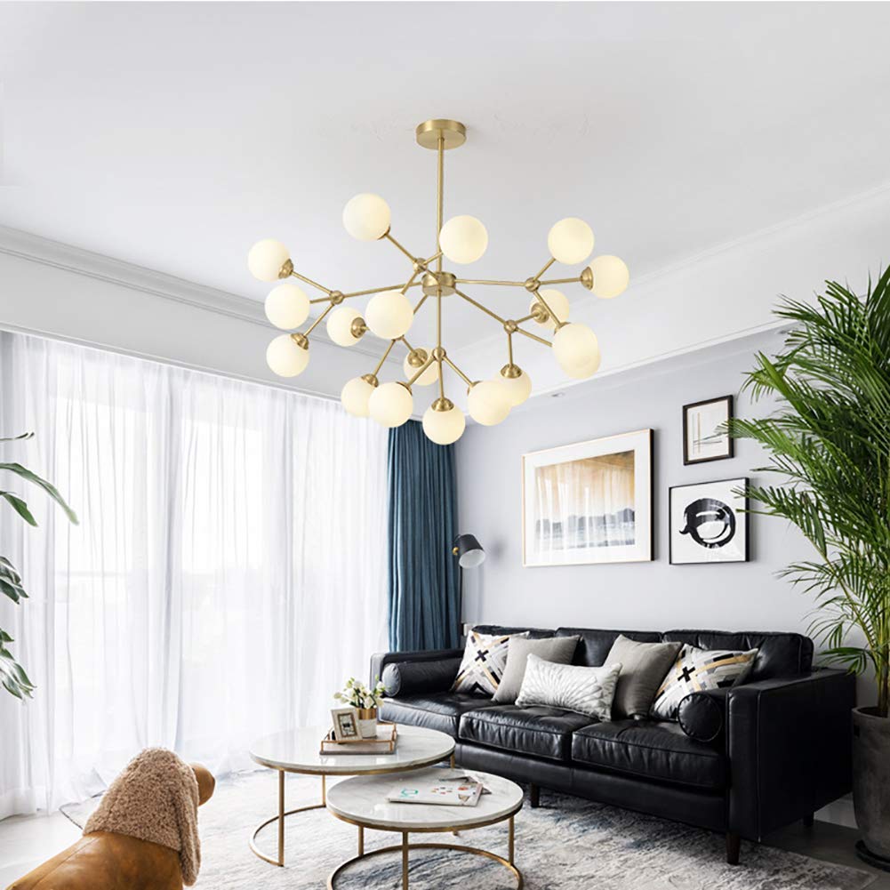Modern Industrial Sputnik Chandelier - 18-Light Brass Plated Ceiling Fixture for Dining Room, Kitchen Island & Bedroom | Vintage Space-Inspired Lighting for Home Decor & Commercial Spaces