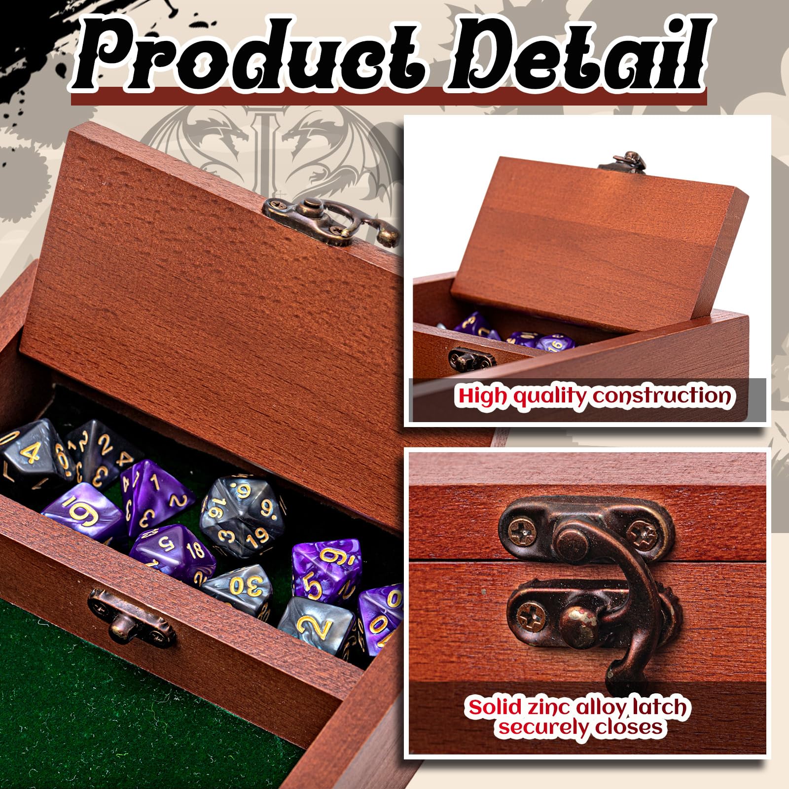 Premium Wooden Dice Tray with Storage Box - 5.5