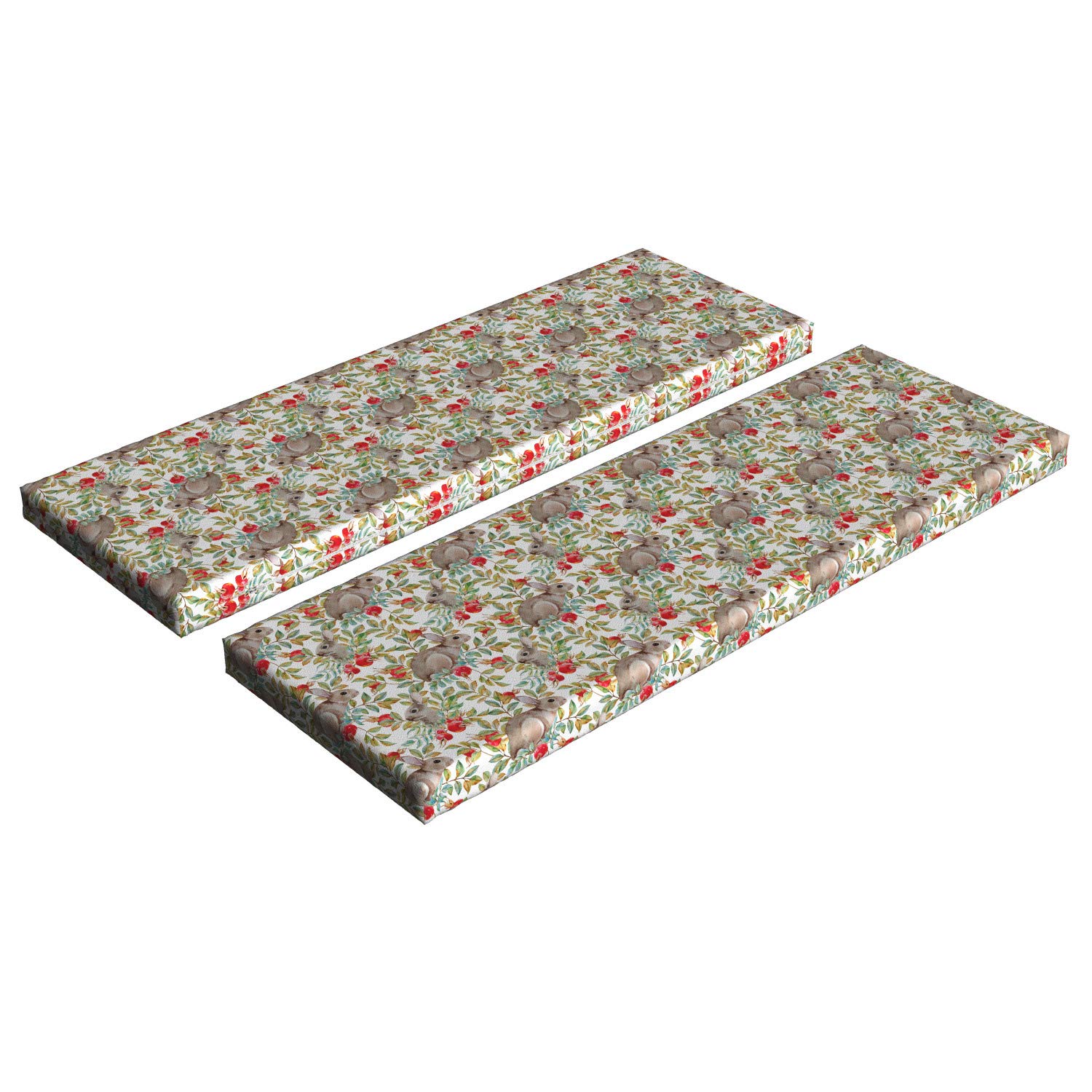 Ambesonne 2-Piece Bunny Bench Cushion Set - Easter Dog Rose & Rabbit Print, Standard Size 45