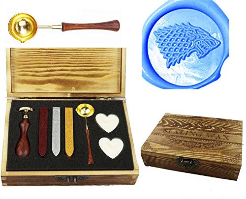 Vintage Direwolf Wax Seal Stamp Kit - Wedding Invitation & Holiday Card Decor