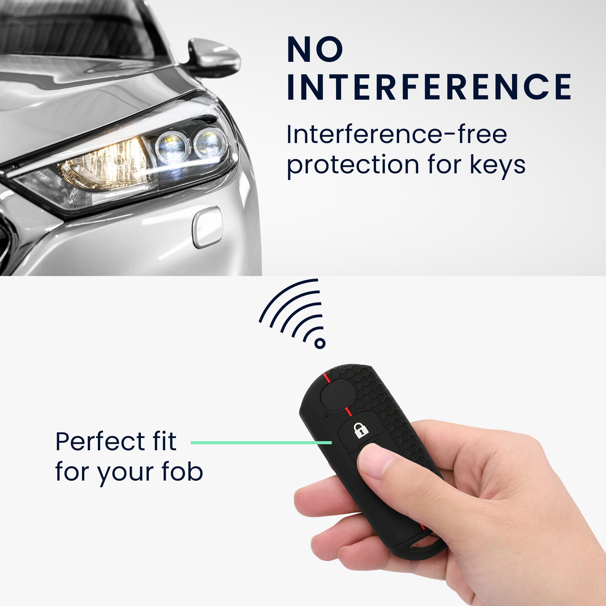 KWmobile Silicone Car Key Cover for Mazda 2-Button Keyless Entry Fob - Protective Key Case (Black/Red) | Durable & Anti-Scratch | Perfect for Everyday Use & Key Protection
