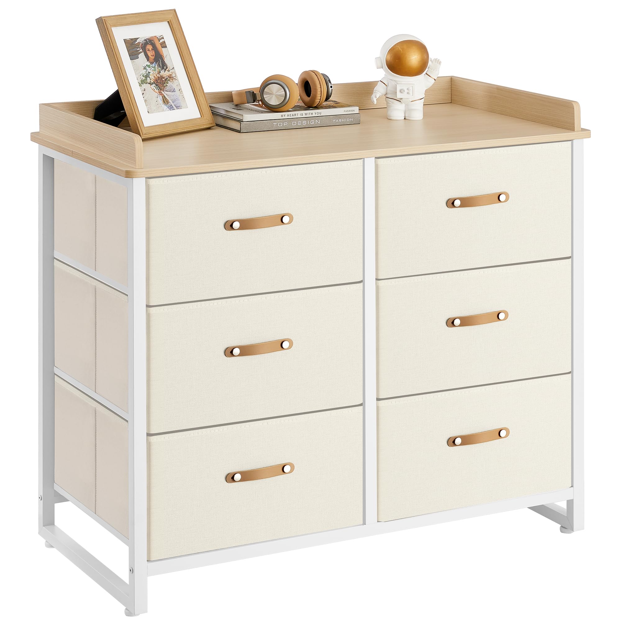 SONGMICS 6-Drawer Kids Dresser for Boys & Girls - Water-Resistant Tabletop, Storage Organizer Cabinet - Ideal for Bedroom, Nursery, Hallway - Beige UGKR101K01 | Perfect for Kids' Room Organization & Toy Storage