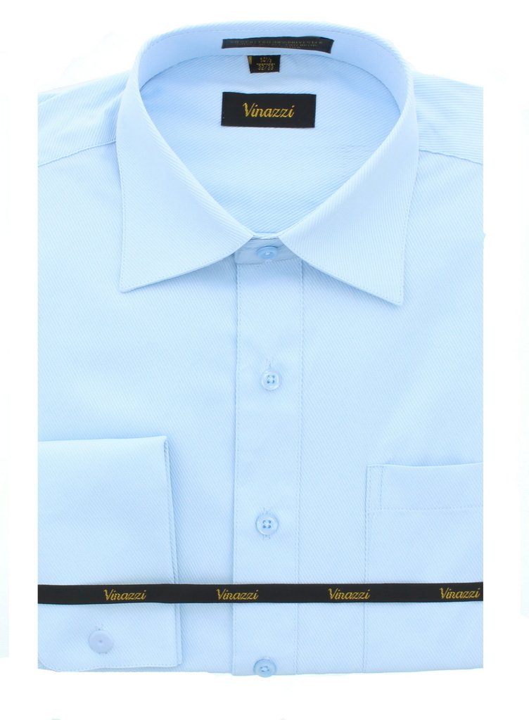Premium Vinazzi Men's Dress Shirt with French Cuffs - Formal Slim Fit Business Shirt for Office, Wedding & Special Occasions