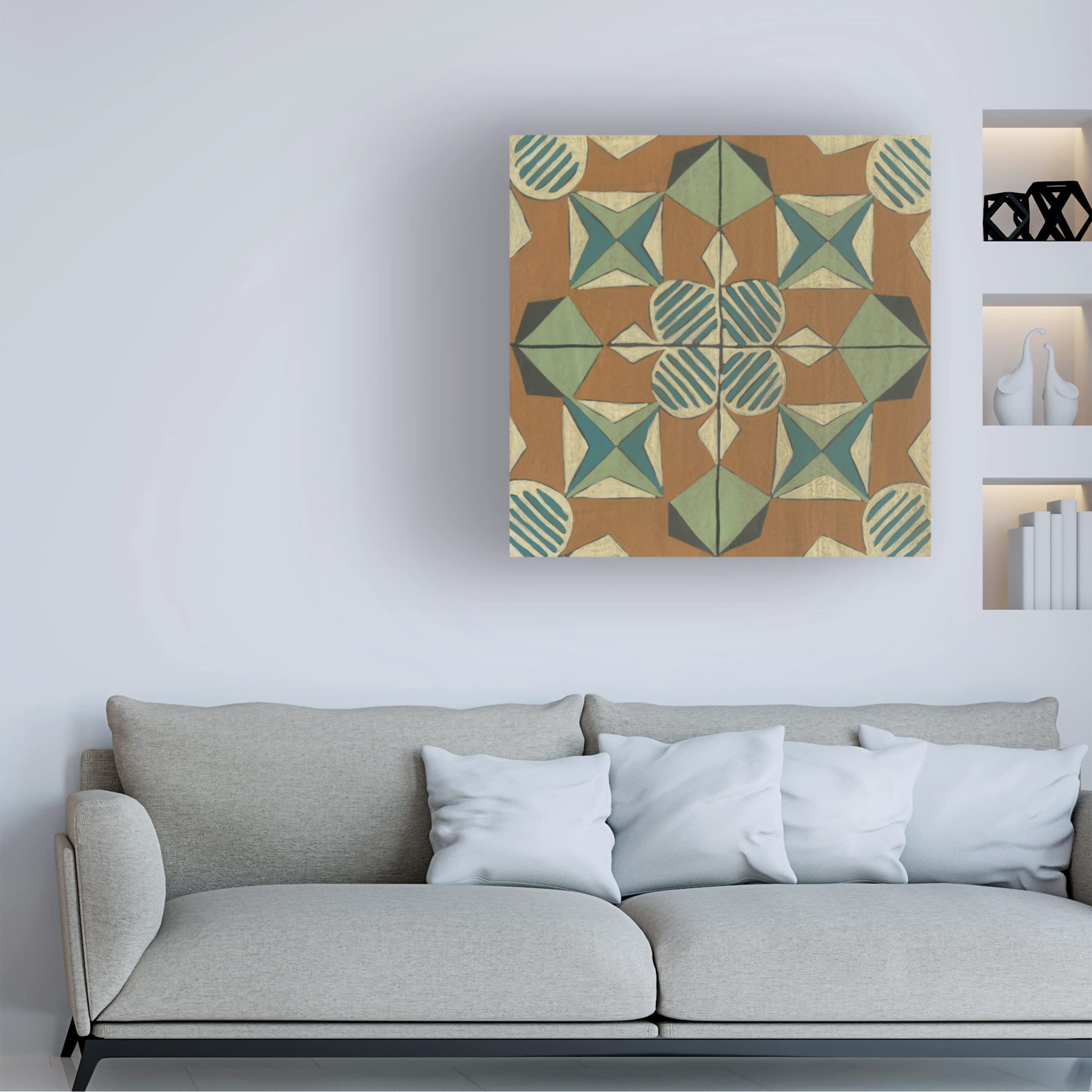 Trademark Fine Art 'Fraser Tile VIII' Canvas Wall Art by Chariklia Zarris - Modern Abstract Painting for Living Room, Bedroom & Office Decor