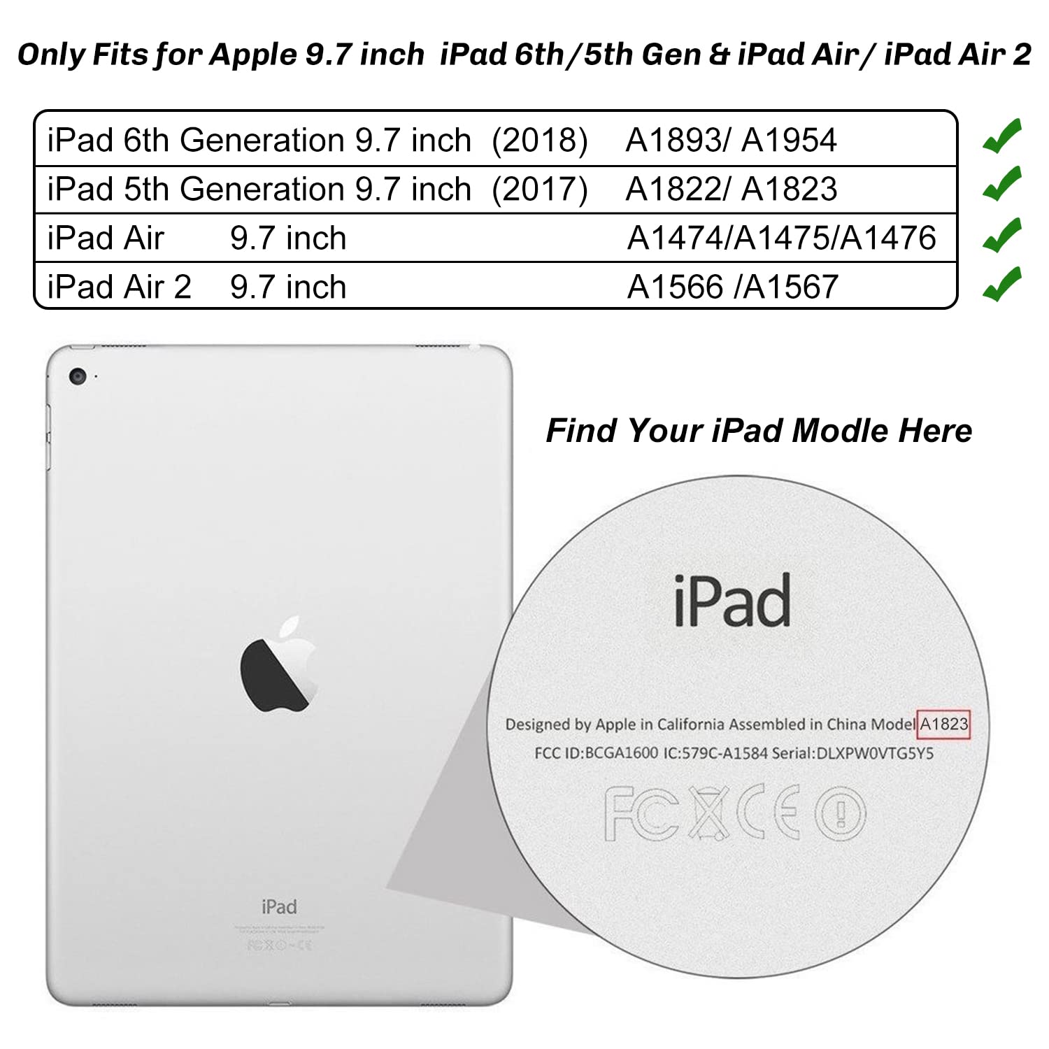 Shockproof Silicone iPad Case for 6th/5th Gen & iPad Air/Air 2 (9.7 inch) - Kids Protective Cover with Built-in Handle Stand & Strap | Perfect for School, Travel & Home Use (Rainbow Color)
