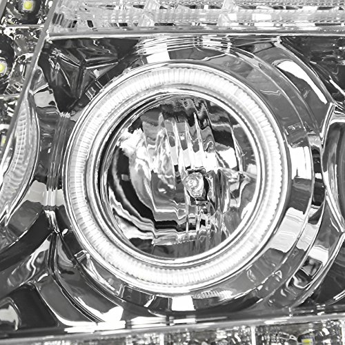Spec-D Tuning 2LHP-F15004-8-RS LED Halo Projector Headlights for Ford F150 - Chrome Clear Lens with R8 Halo Rings - Upgrade Your Truck's Lighting for Night Driving & Off-Road Adventures