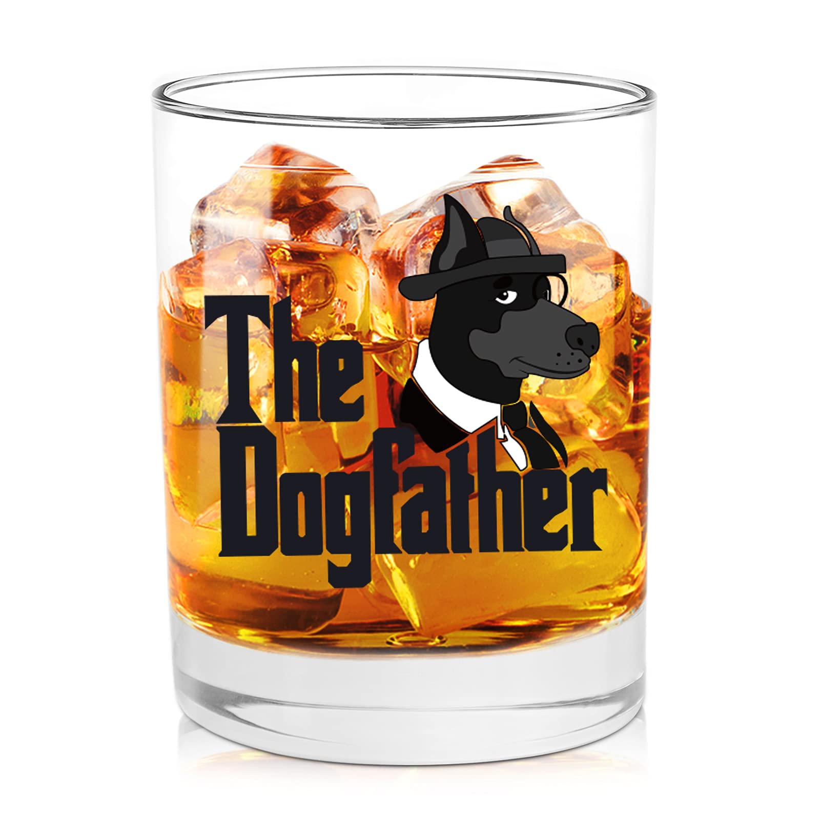 Funny Dog Whiskey Glasses - The Dogfather Novelty Gift for Dog Owners, Lovers, Dads & Moms - 11oz Humorous Drinking Glass for Boyfriend, Husband or Veterinarian - Perfect for Birthday, Father's Day & Pet Lover Celebrations