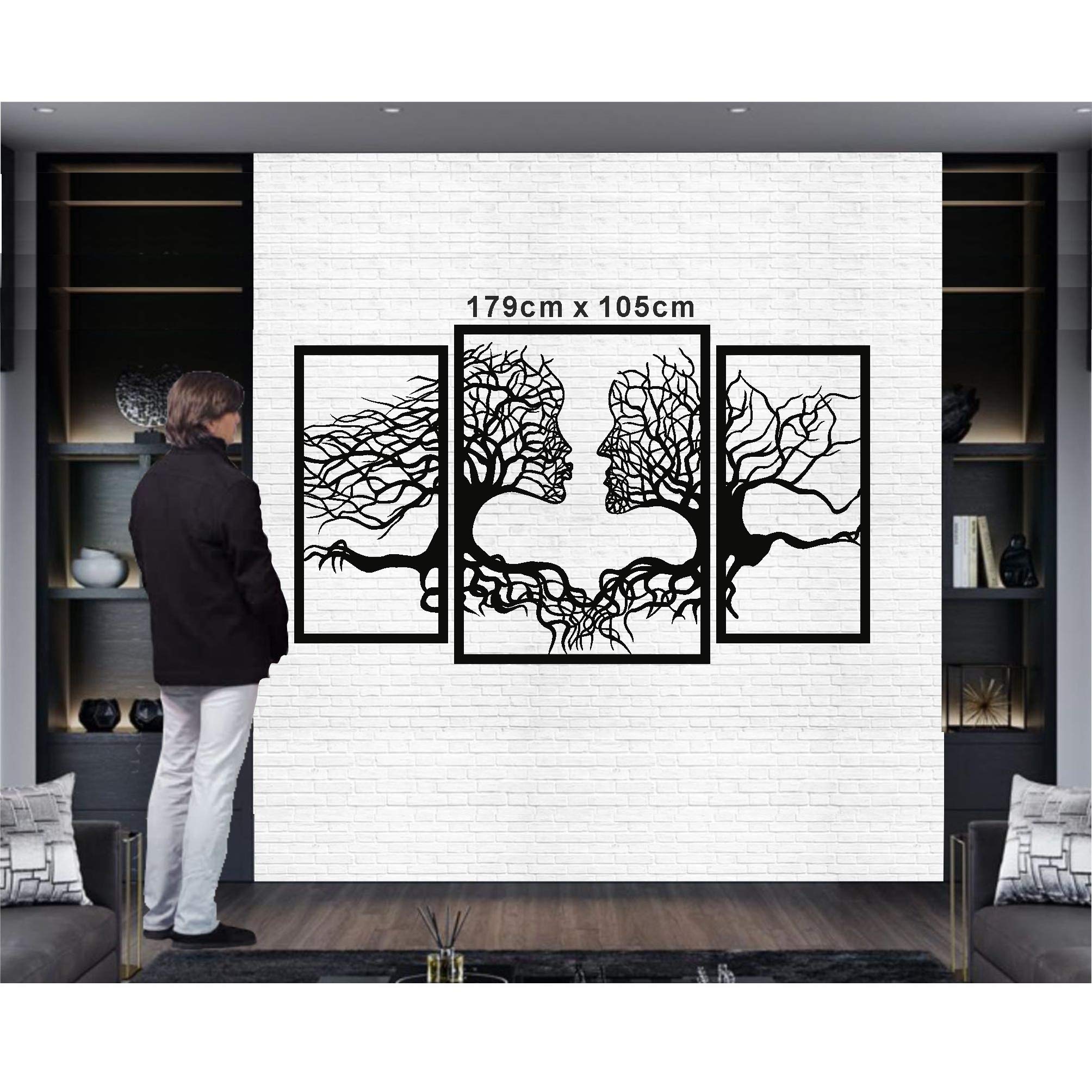 DEKADRON Metal Tree Wall Art - Tree of Life 3 Panel Set, Two-Sided Wall Decor for Living Room & Bedroom, Modern Metal Wall Hangings for Home Decoration (70