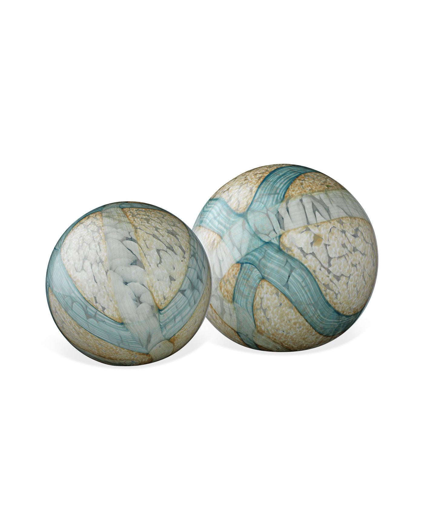 Pale Blue Cosmos Glass Spheres (Set of 2) - Handmade Decorative Glass Balls for Home Decor, Wedding Centerpieces, and Tabletop Displays