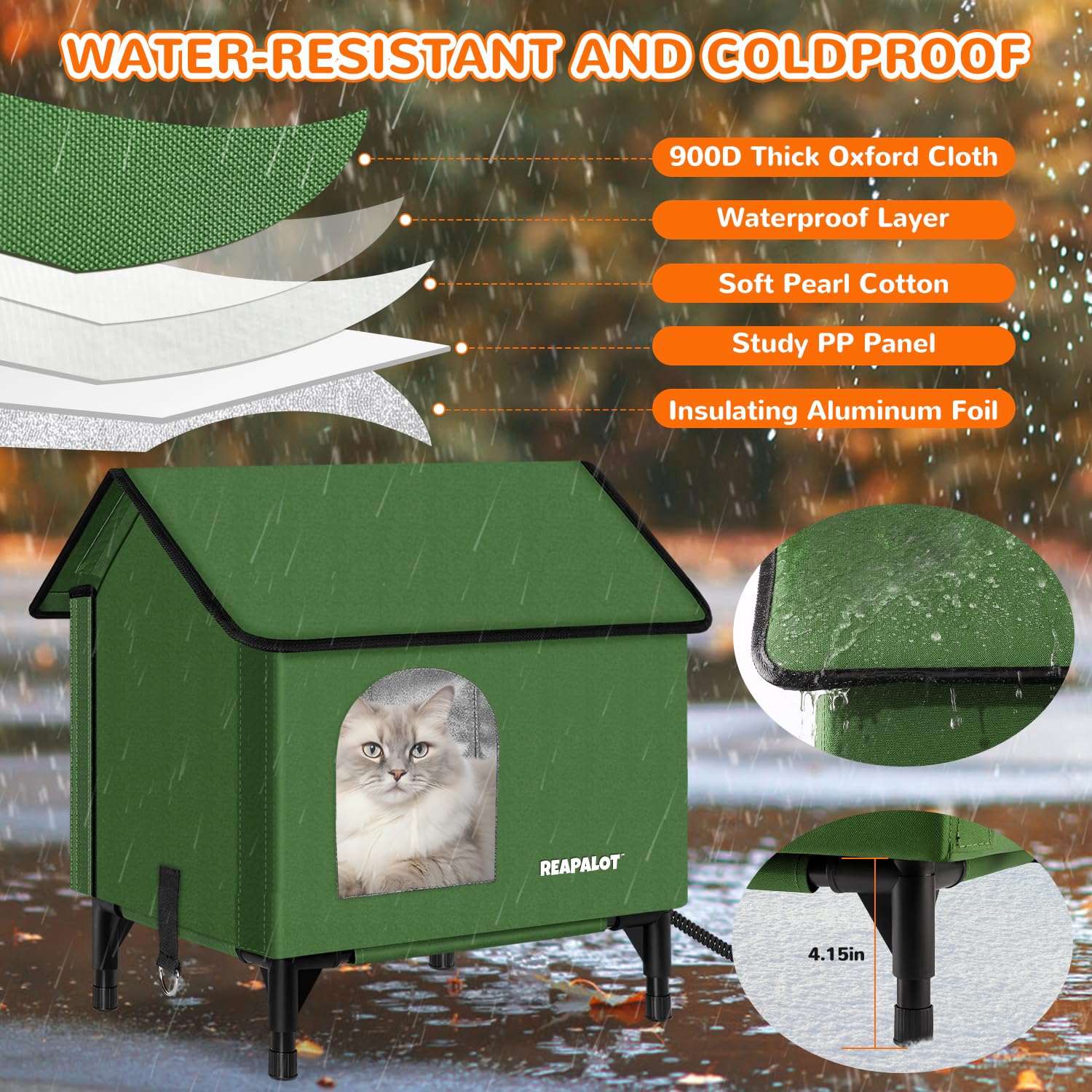 Large Heated Outdoor Cat House for Winter - Insulated Feral Cat Shelter with Heating Pad, Waterproof & Windproof Elevated Kitty House for Multiple Cats - Perfect for Backyards, Garages & Cold Weather Protection