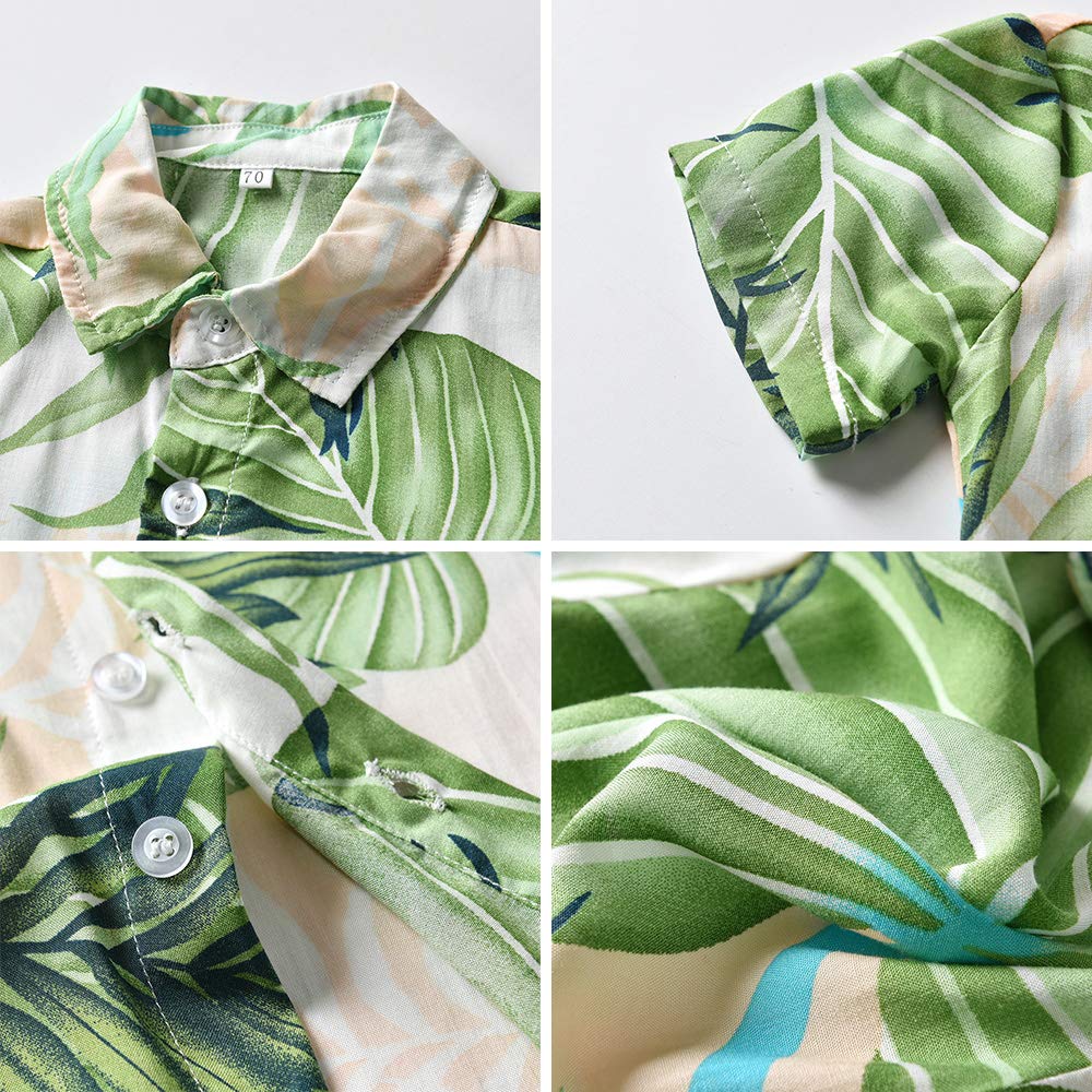 Baby Boys Hawaiian Outfit Clothes - Cute Infant Toddler Aloha Floral Short Sleeve Shirt and Shorts Set for Summer Beach Vacation, Luau Party & Photo Shoots