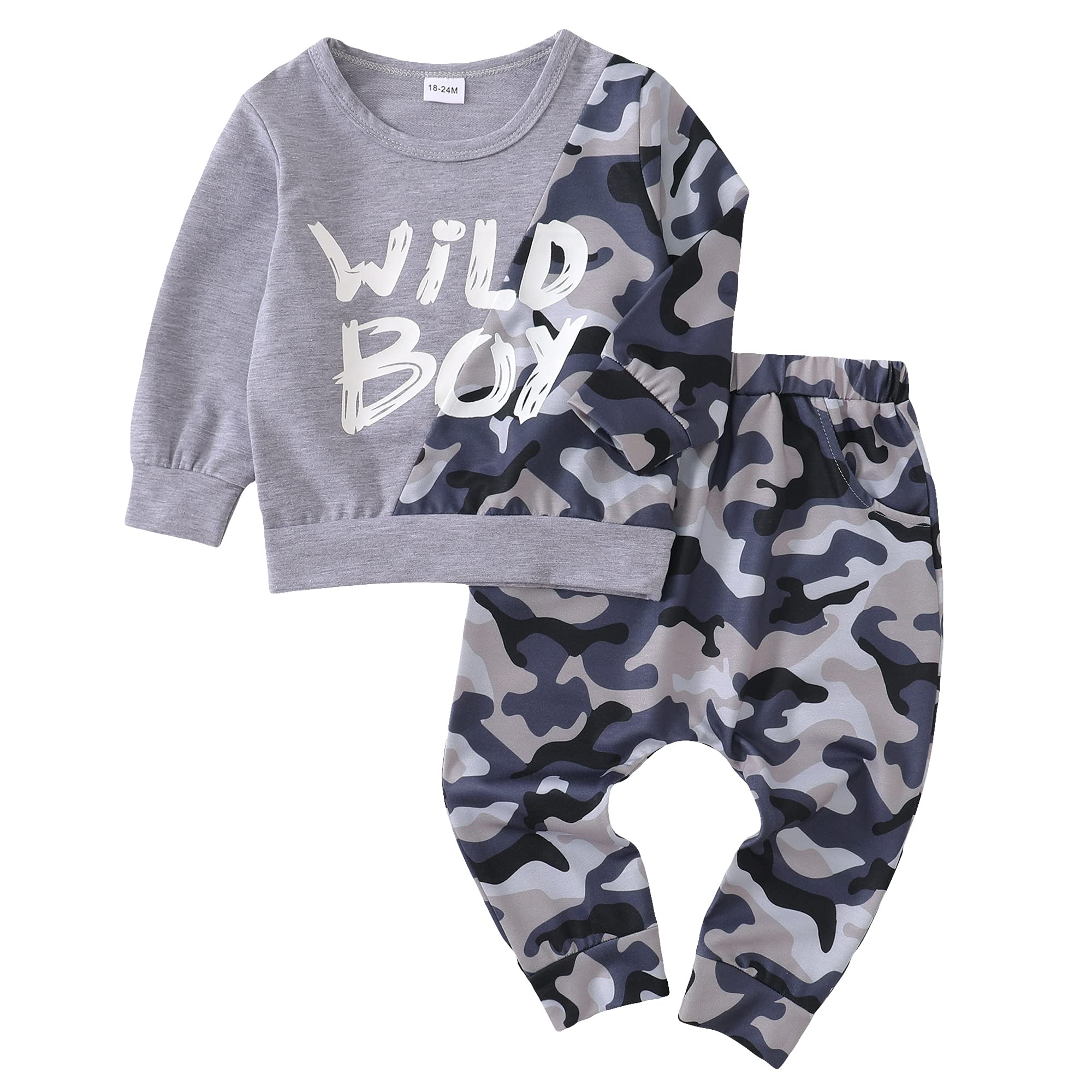 Toddler Boy Clothes Set - Long Sleeve Top & Pants for Fall Playtime
