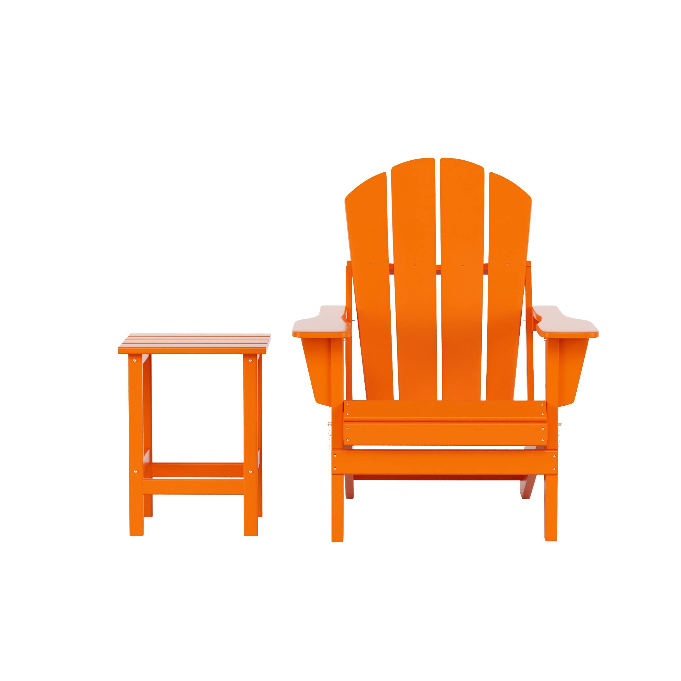 WestinTrends Malibu 2-Piece All-Weather Outdoor Adirondack Chair Set with Side Table - Durable Plastic Patio Furniture for Porch, Deck, Backyard & Garden - Perfect for Relaxing, Sunbathing & Outdoor Entertaining (Orange)