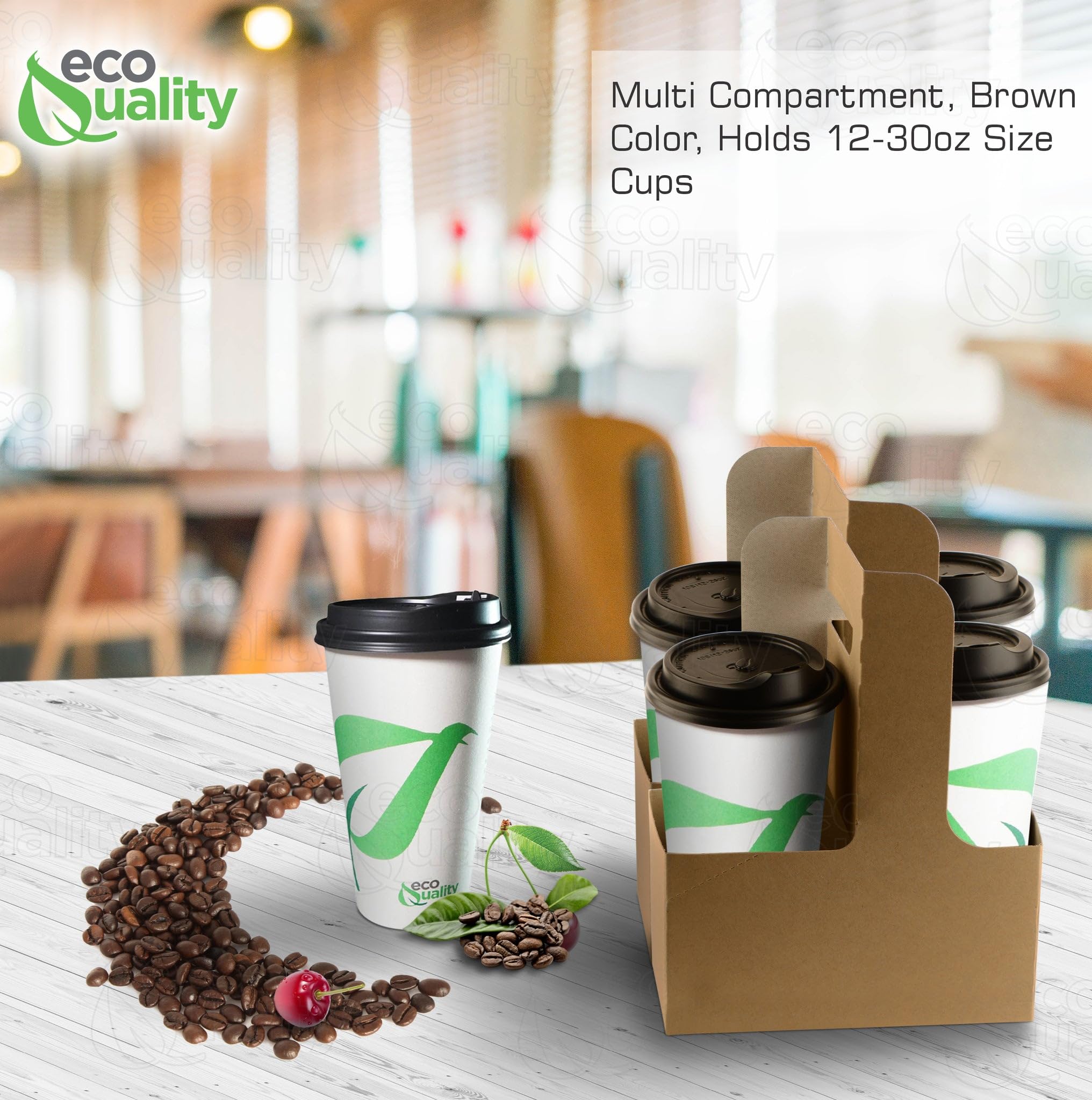 25-Pack Disposable Kraft Paper Cup Carrier with Handles - 2 or 4 Cup Holder for Hot/Cold Drinks - Eco-Friendly Drink Tray for Coffee Shops, Food Delivery & Takeout - Perfect for Starbucks, Dunkin' Donuts & Office Parties