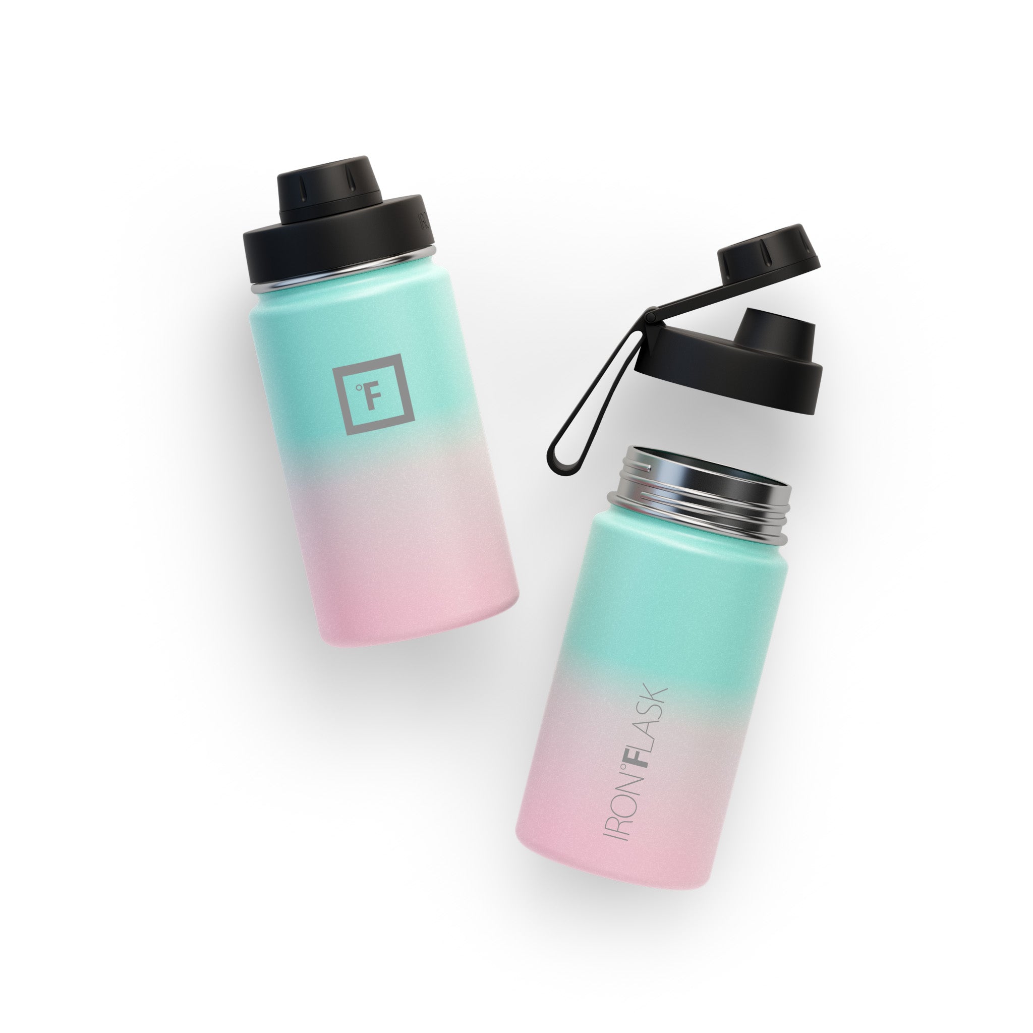 14 Oz Wide Mouth Water Bottle with Spout Lid - Leakproof Stainless Steel Insulated Water Bottle for Gym, Hiking & Outdoor Activities
