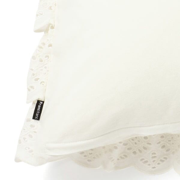 Elegant Embroidery Lace Frill Cushion Cover 18x18 Inches White - Perfect for Sofa, Bedroom Decor and Home Accents