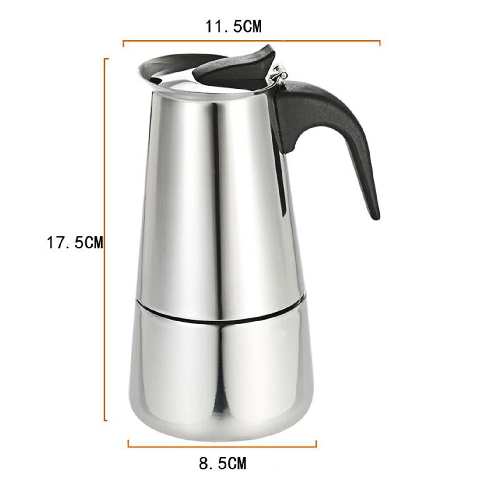 4 Cups Electric Stovetop Espresso Maker - Stainless Steel Moka Pot for Classic Italian & Cuban Coffee - 200ml Stovetop Coffee Percolator - Perfect for Home Brewing, Camping & Office Use