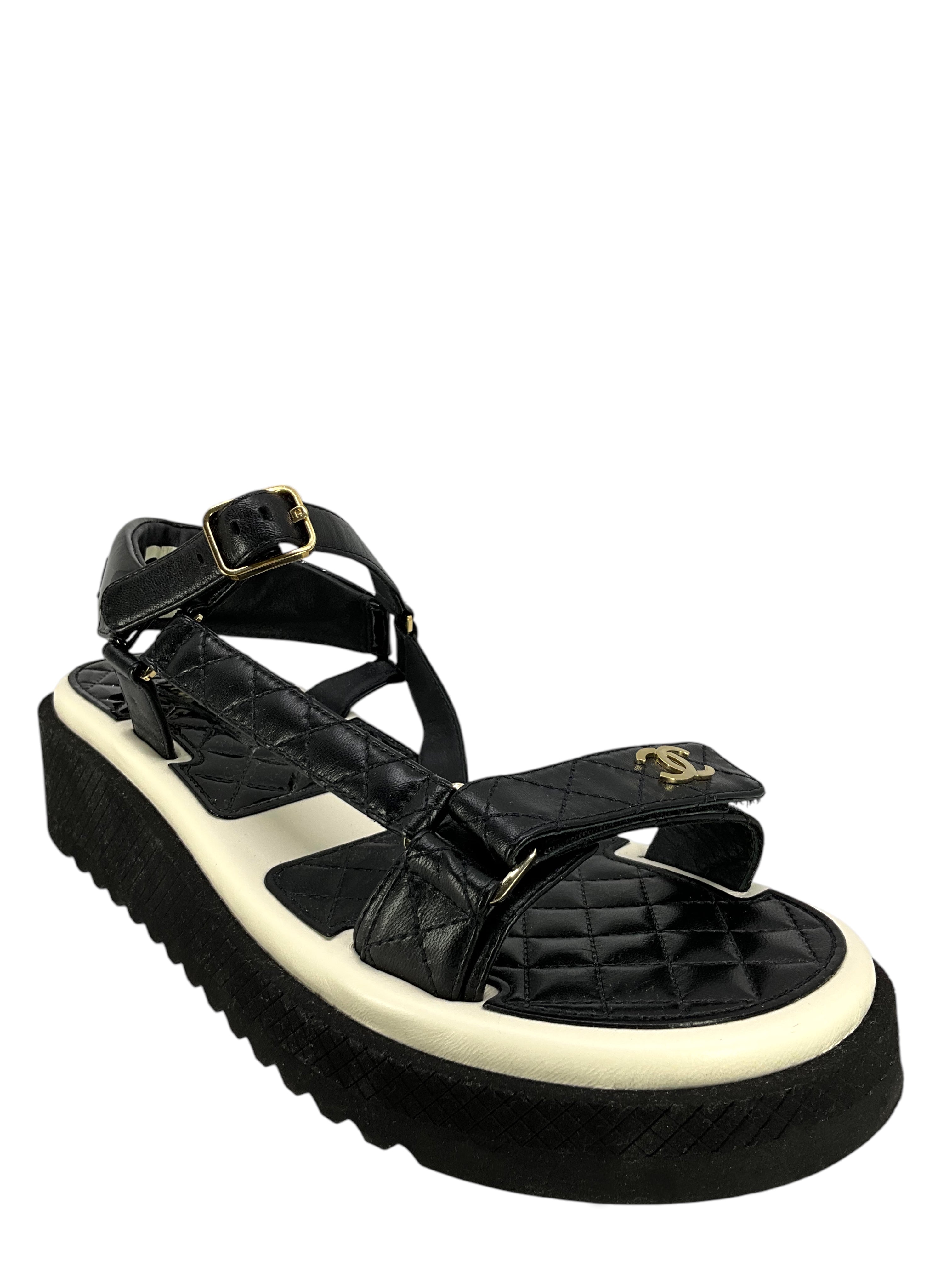 CHANEL Lambskin Patent Logo Platform Sandals Women's Size 42 (US 12) - Luxury High Heel Dress Shoes for Parties, Weddings & Evening Events