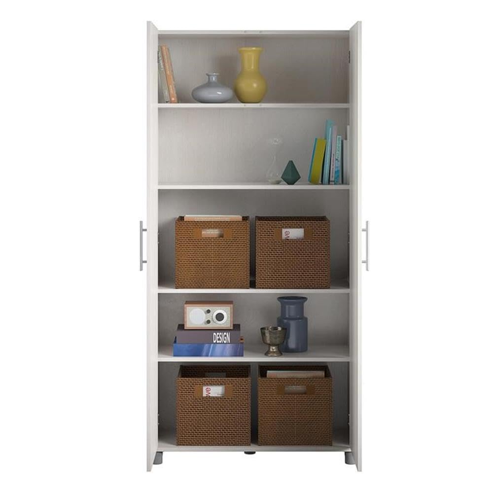 Systembuild Evolution Camberly 36-Inch Utility Storage Cabinet in Ivory Oak - Perfect for Garage, Laundry Room & Home Organization