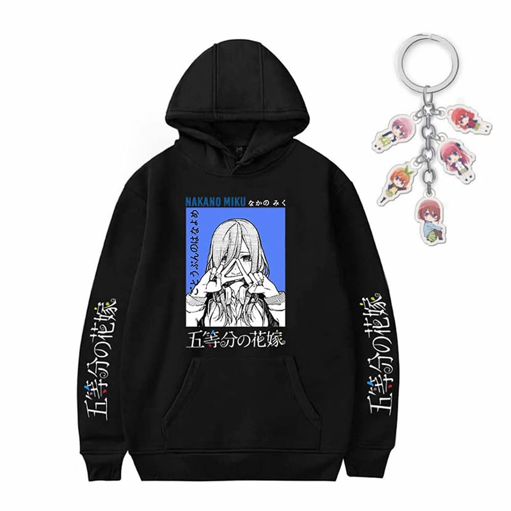 MNF Nakano Miku Anime Cosplay Hoodie with Keychain - Cute Pullover Sweatshirt for Casual Wear, Cosplay Events & Anime Conventions