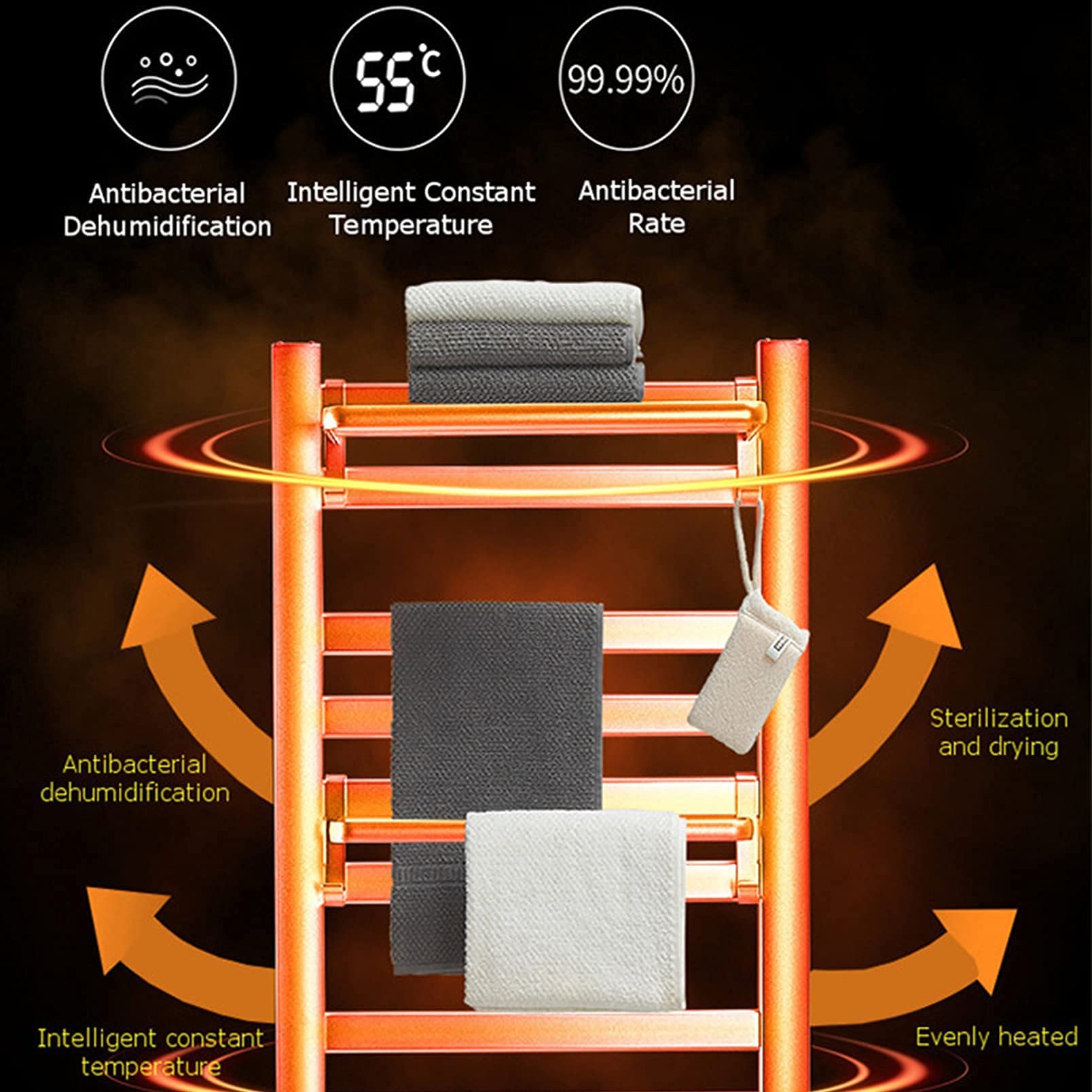 Premium Wall Mounted Towel Warmer for Bathroom - 220V Plug-in Electric Towel Heater with Timer, Energy Saving & Lightweight Design - Perfect for Spa, Gym & Luxury Home Use (Silver, 10 Bars / Black, 6 Bars)