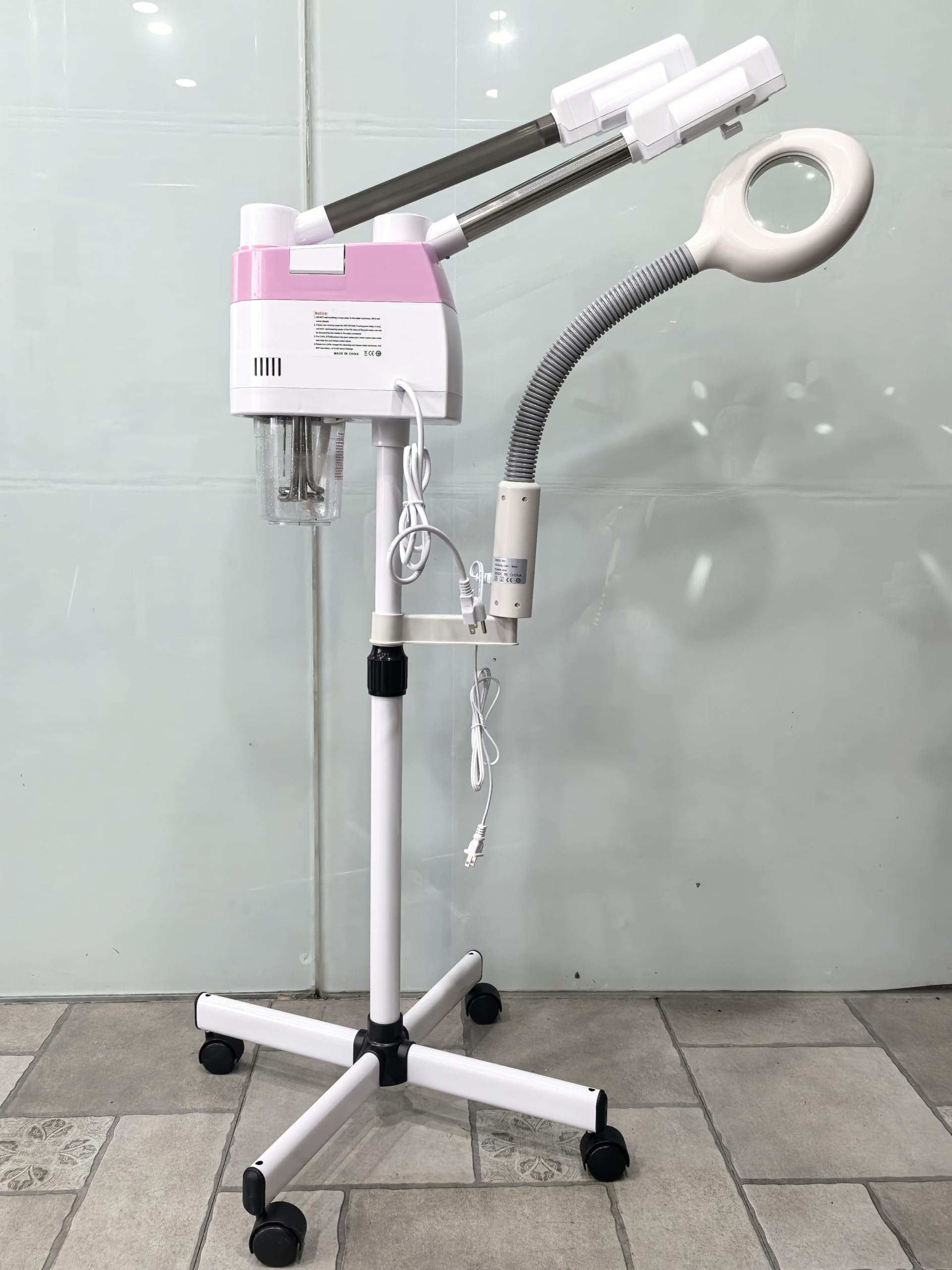 Professional 3-in-1 Facial Steamer with 5X Magnifying Lamp | Hot & Cool Mist Ozone Therapy | Portable Esthetician Steamer on Wheels for Home, Salon & Spa | Perfect for Deep Cleansing, Blackhead Removal & Skin Hydration