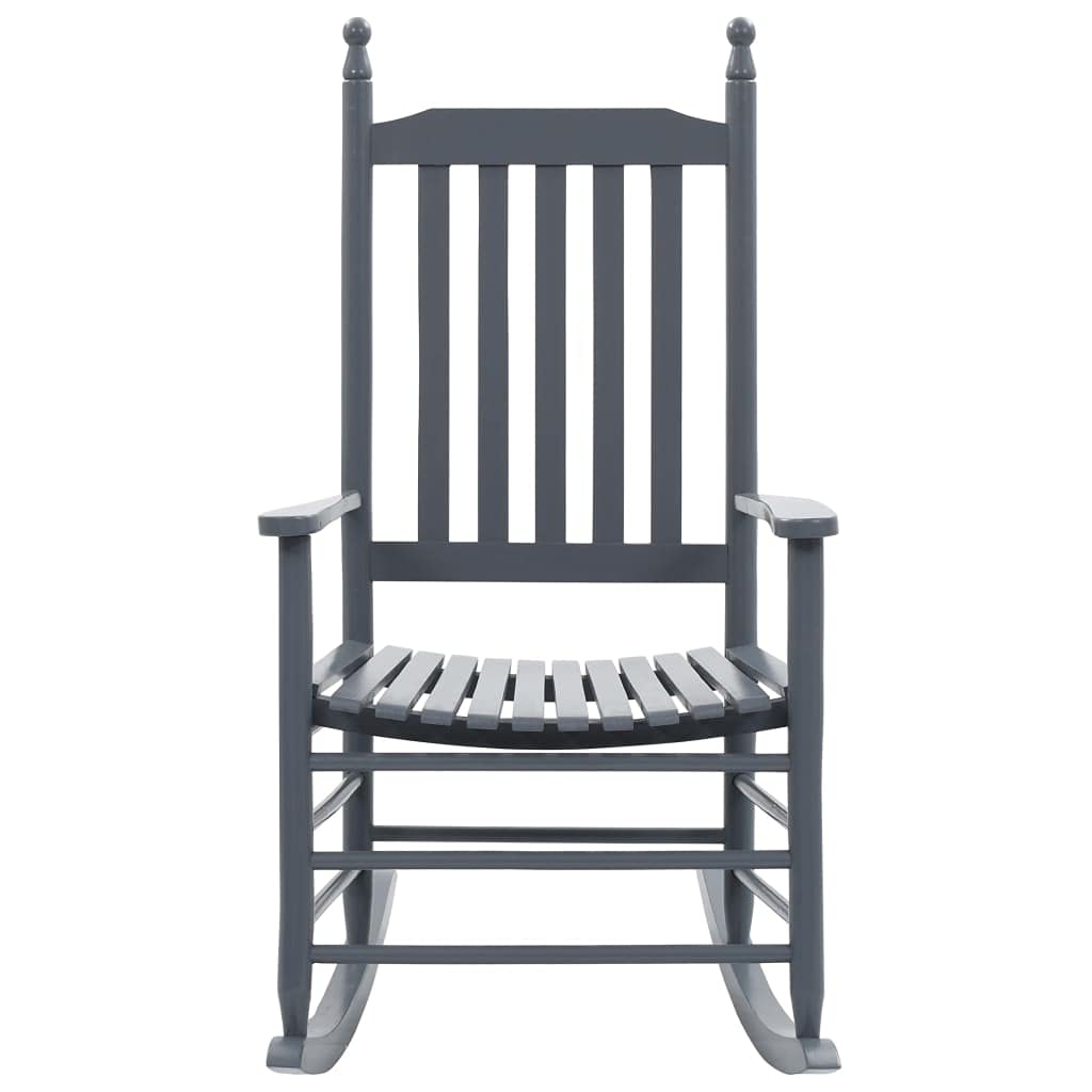 Comfortable Rocking Chair with Curved Seat - Gray Poplar Wood Lounge Chair for Relaxation | Perfect for Living Room, Nursery & Outdoor Patio