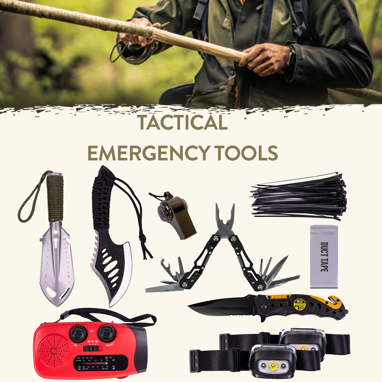 72-Hour Emergency Survival Kit | 45L Tactical Bug Out Bag with First Aid, Water Filter, MRE Food & Survival Tools | Camping, Hiking, Outdoor Adventure & Disaster Preparedness Gear for Wilderness Survival & Emergency Evacuation