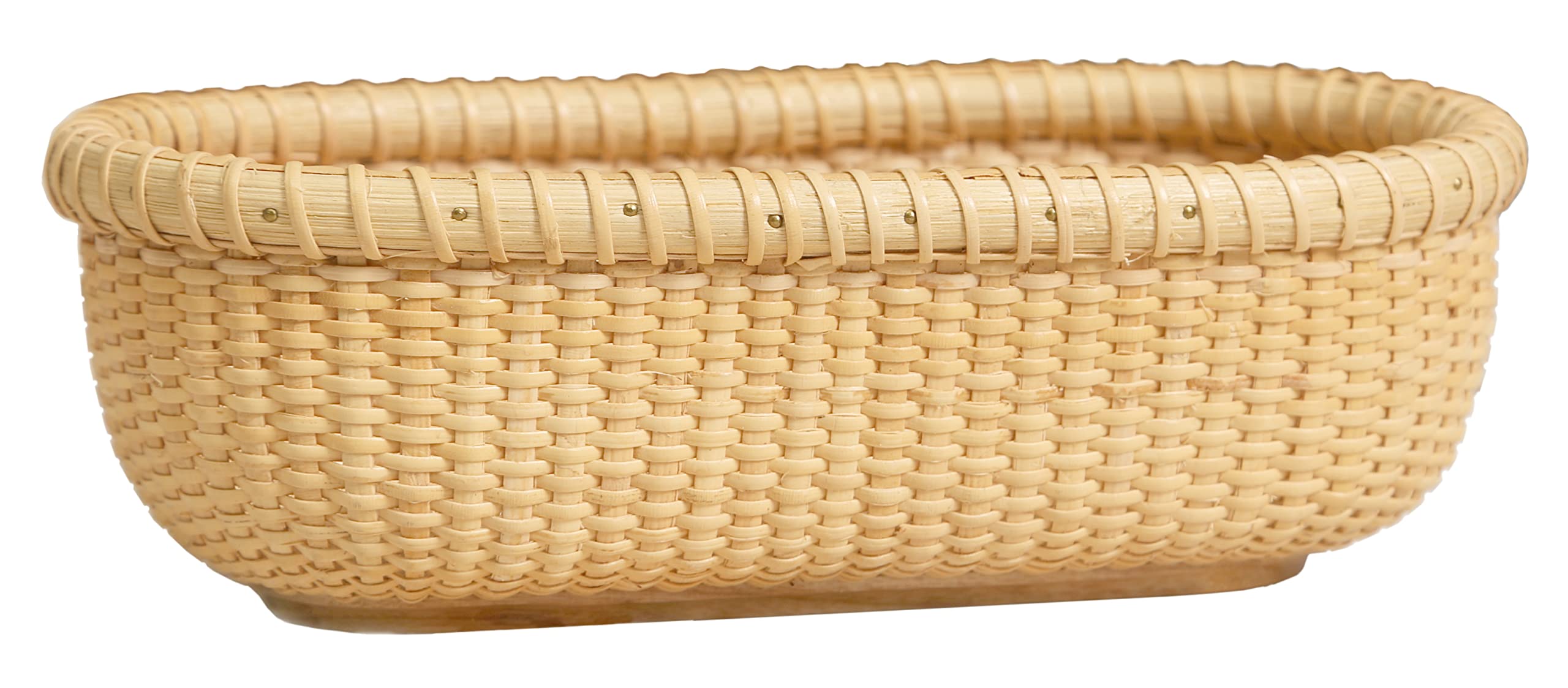 Handwoven Rattan Storage Basket - Woven Nantucket Tea & Fruit Basket, Handmade Desktop Organizer for Home Decor, Kitchen, Bathroom, and Office Organization