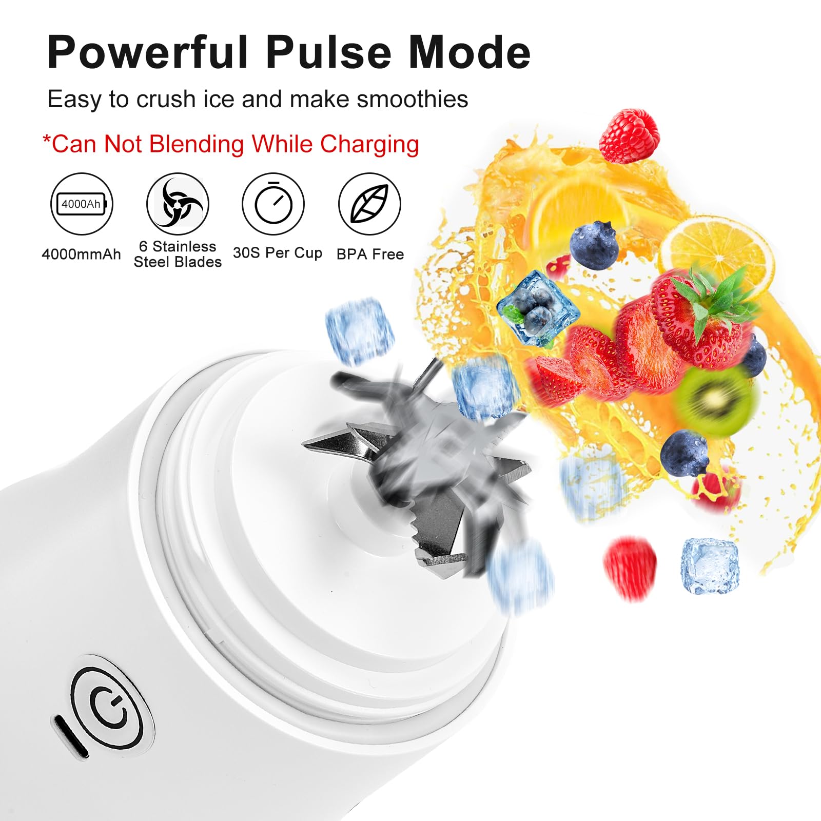 20 oz Personal Portable Blender - BPA Free USB C Rechargeable Smoothie Maker with Travel Lid - Perfect for Smoothies, Protein Shakes & On-the-Go Blending at Home, Gym or Travel