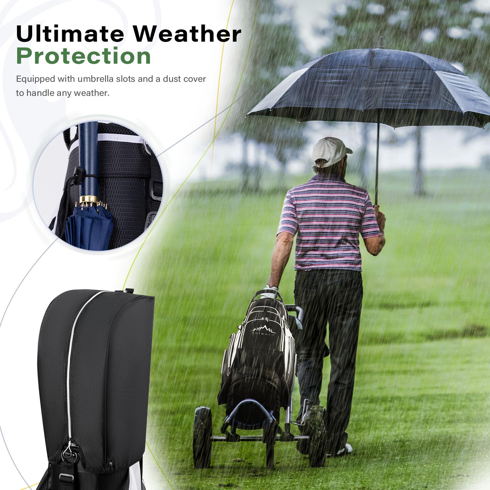 Premium 14-Way Divider Golf Cart Bag with Ample Storage | Durable Men's Golf Bag with Comfortable Handles & Umbrella Holder | Perfect for Club Tournaments, Driving Range & Golf Vacations
