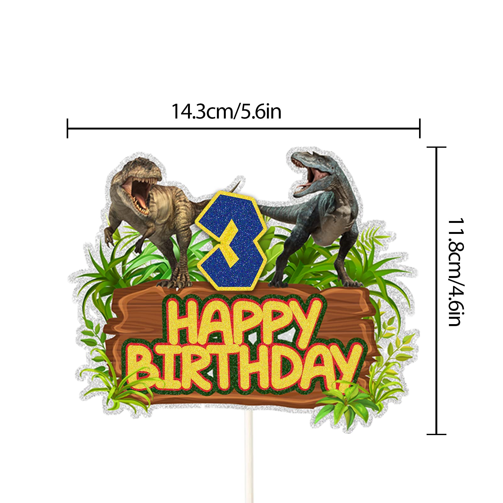 Dinosaur Happy 3rd Birthday Cake Topper - Jurassic Dino Jungle Theme Party Decorations for 3 Year Old Boys - Multi-Layer Dinosaur Park Cake Decor | Perfect for Kids Birthday Parties, Baby Showers & Themed Events