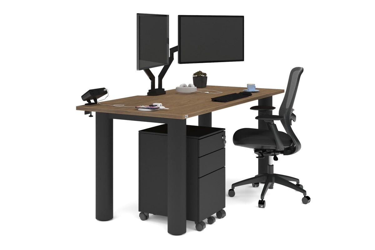 Quadro Cylinder Leg Office Desk - 1800L x 800W Modern Executive Desk with Cable Management | Home Office, Study Room & Workspace Furniture