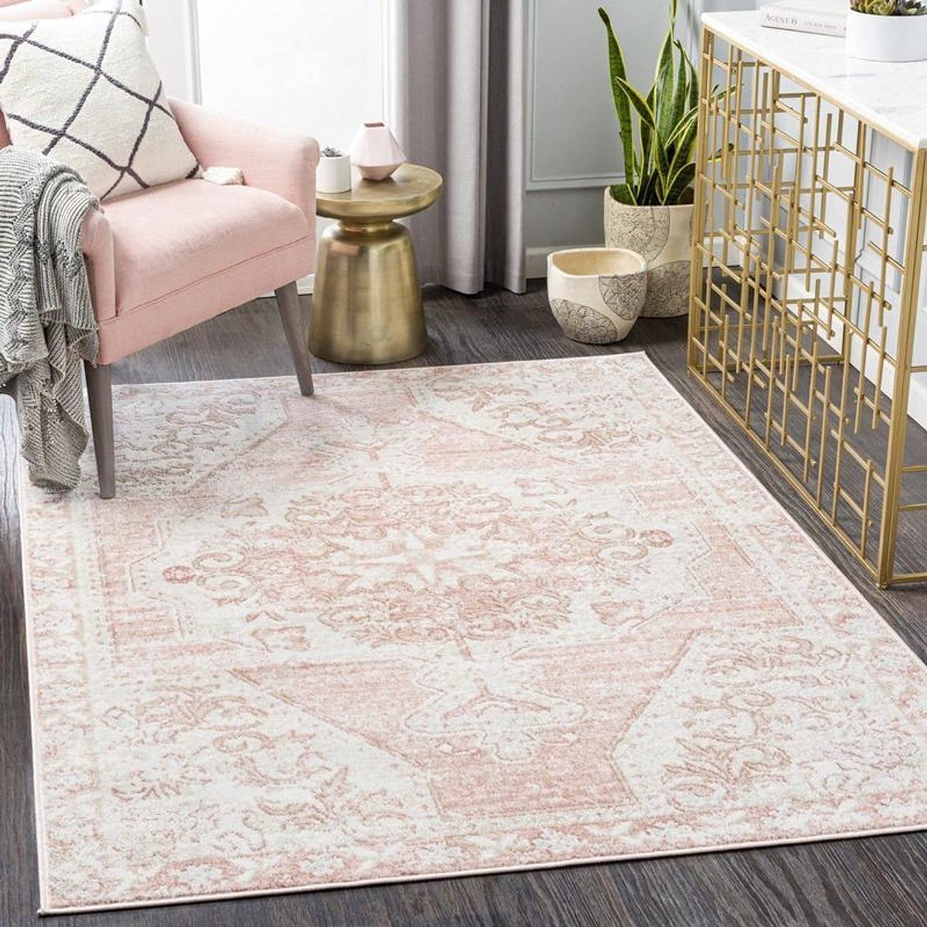 Mark&Day 5x7 Bakkerom Traditional Cream Area Rug - Soft Non-Slip Living Room Carpet, Bedroom & Kitchen Rug in White/Blue/Black (5'2