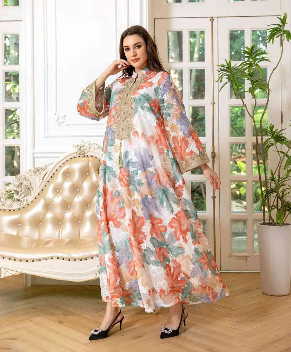 Elegant Eid Dress for Women - Embroidered Arab Dubai Kaftan Caftan Dress - Perfect for Eid Celebrations, Weddings & Special Occasions