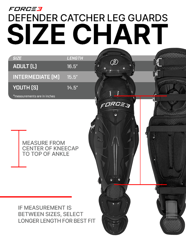 FORCE3 Defender Two-Tone Catcher Leg Guards - Baseball & Softball Protective Gear for Youth & Adults - Perfect for Games, Training & Practice