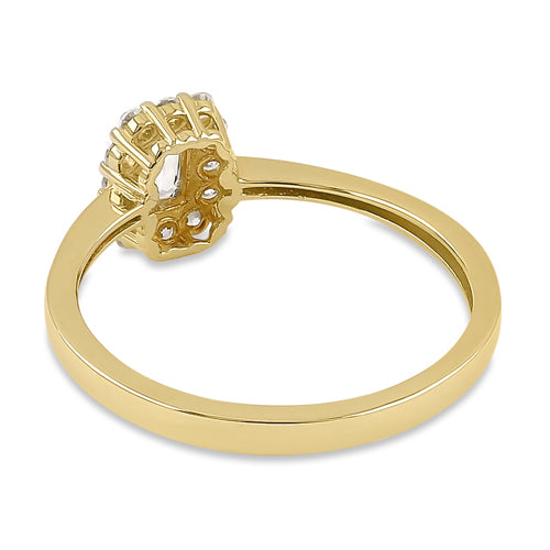 14K Solid Yellow Gold Radiant CZ Halo Engagement Ring for Women - Perfect for Proposals, Anniversaries & Special Occasions