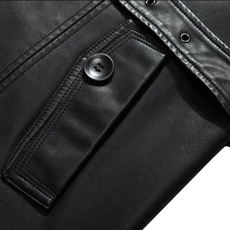 Waterproof Men's Casual Leather Overcoat - Windproof Winter Coat for Outdoor Activities & Daily Wear
