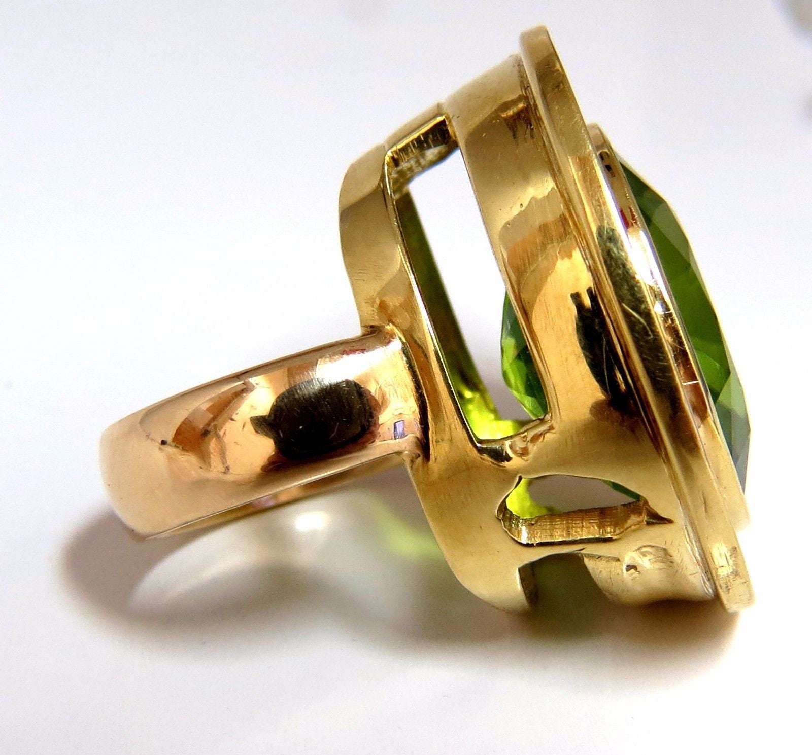 22.50ct Natural Green Peridot & Diamond Demantoid Ring in 14K Gold - Elegant Birthstone Jewelry for August, Perfect for Engagement, Anniversary & Special Occasions